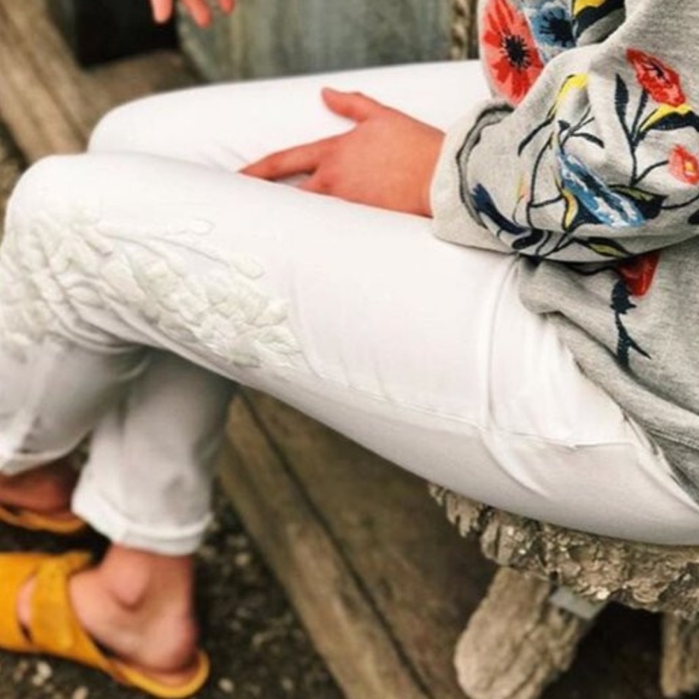 Anthropologie Relaxed Embroidered Chino Pants